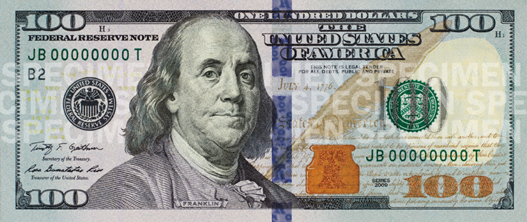 new 100 dollar bill back