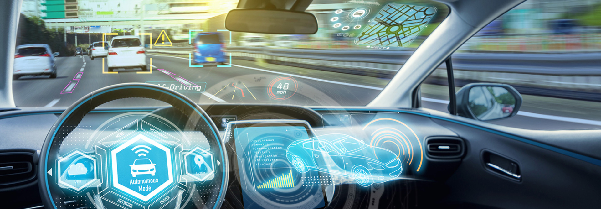 A self-driving car. 