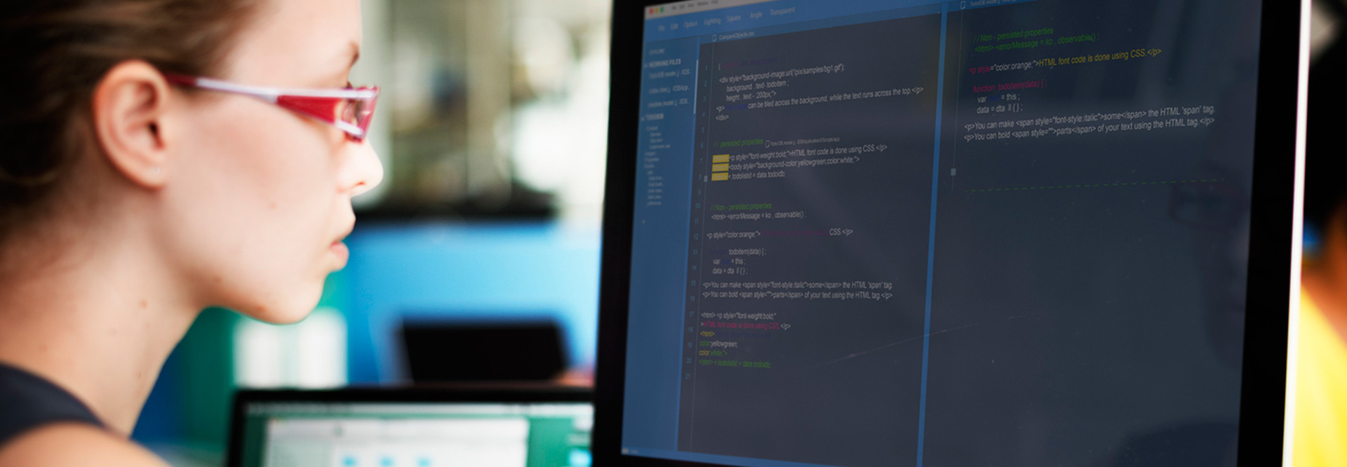 A woman programmer working on a cloud environment 