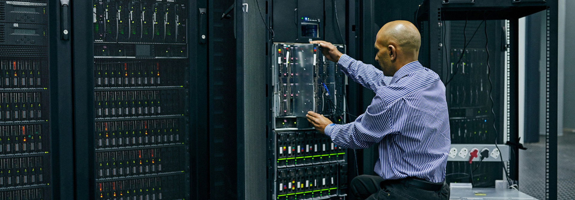 Man working in data center