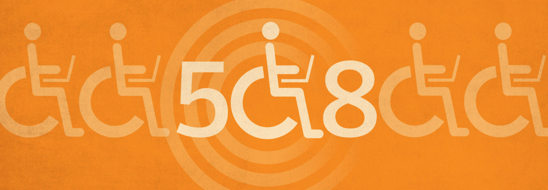 Handicapped icon graphic on an orange background 