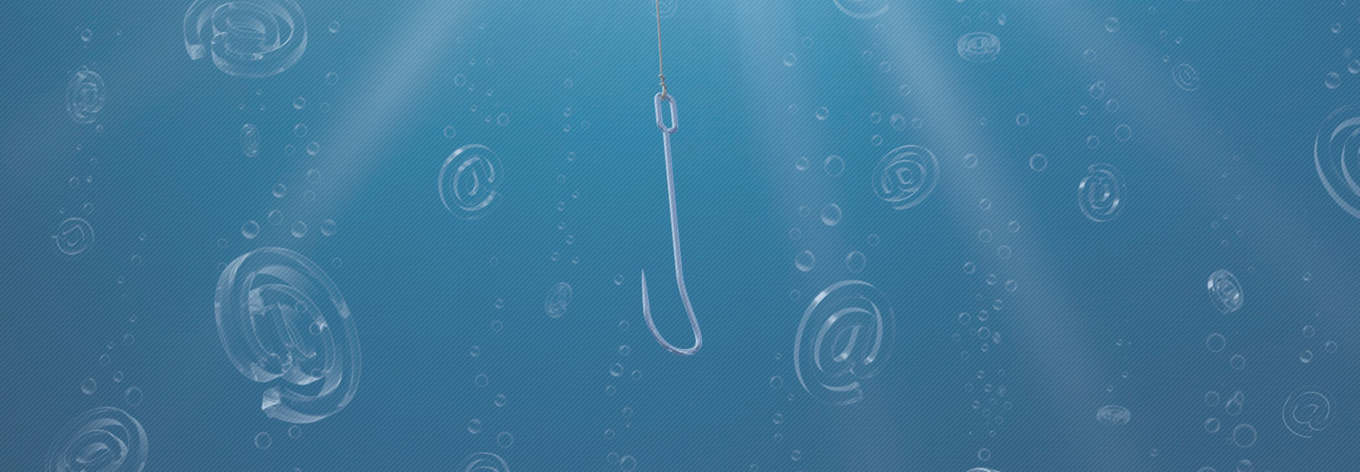Phishing illustration of hooks under water 