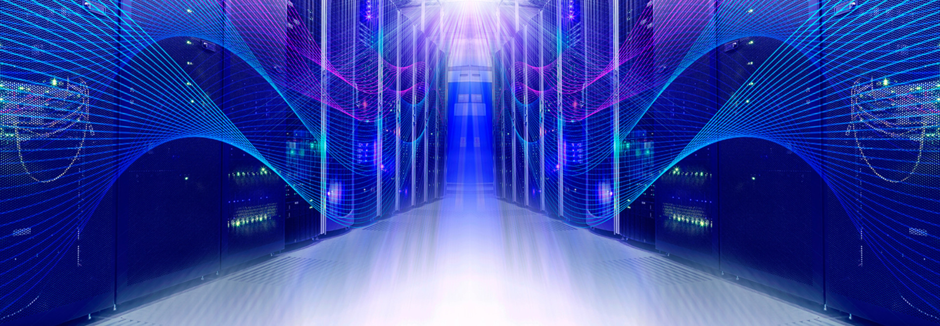 Data center with futuristic lines 