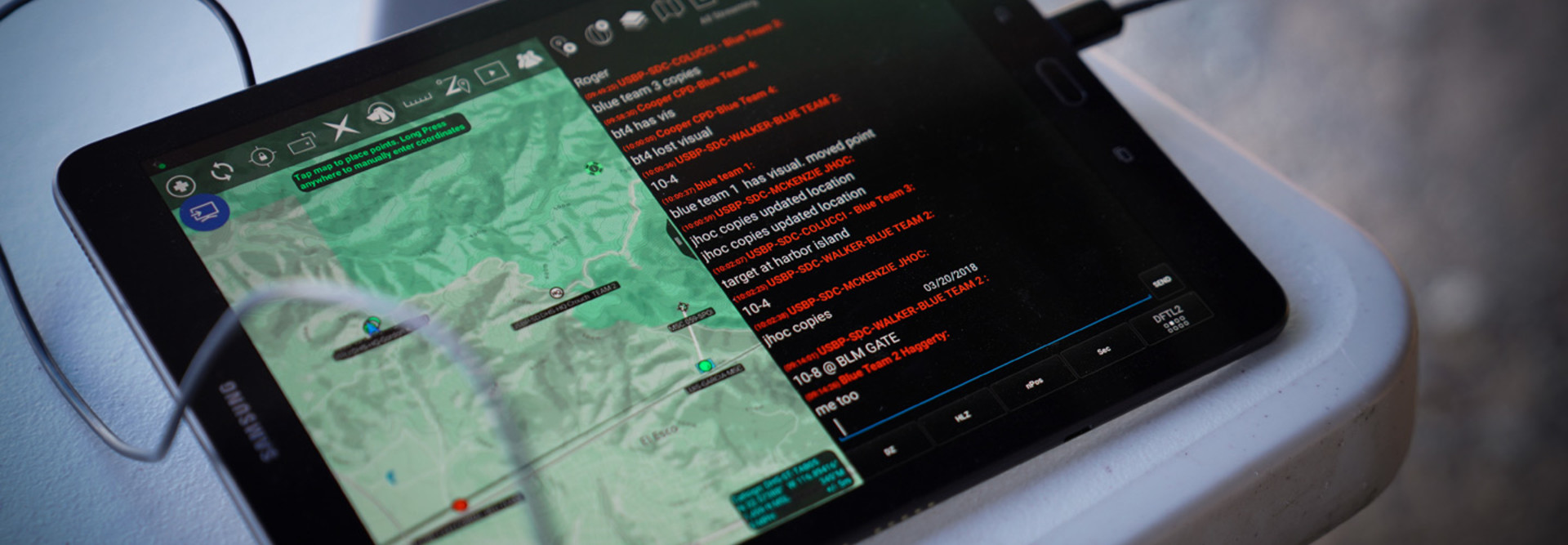 Border Patrol agents can chat with other law enforcement officials via a tactical kit installed on an off-the-shelf tablet.