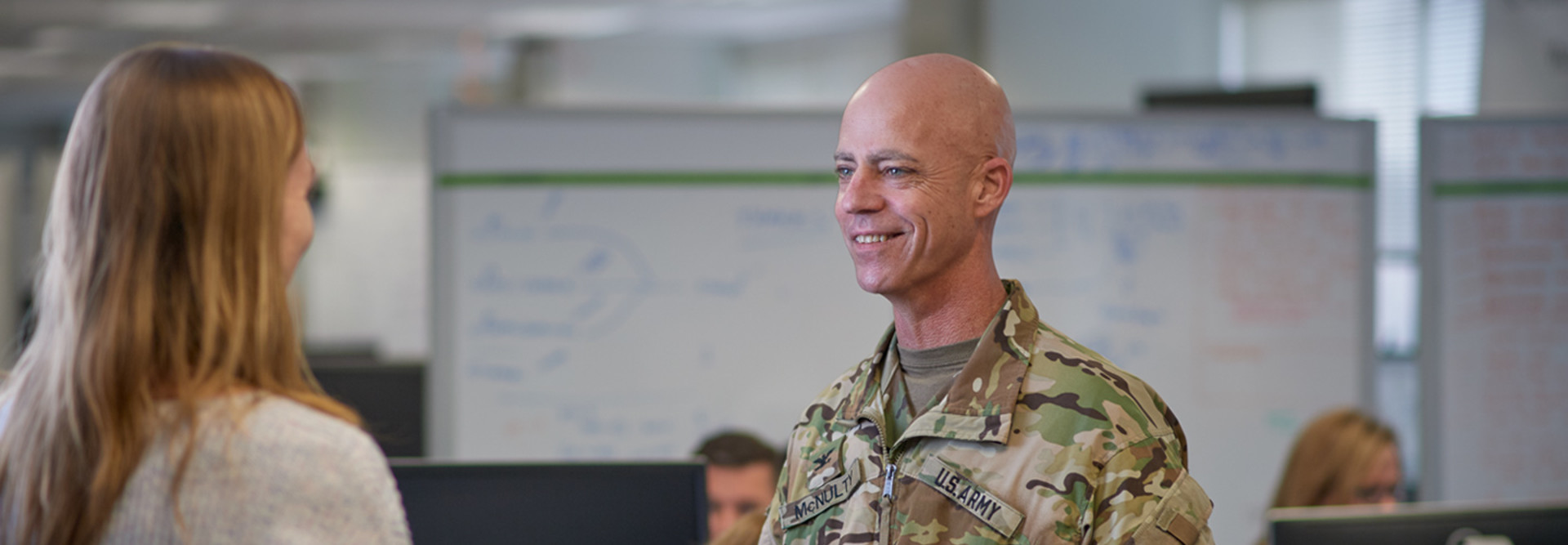 Col. Darby McNulty and the members of his IPPS-A development team work in an  open office to boost collaboration.