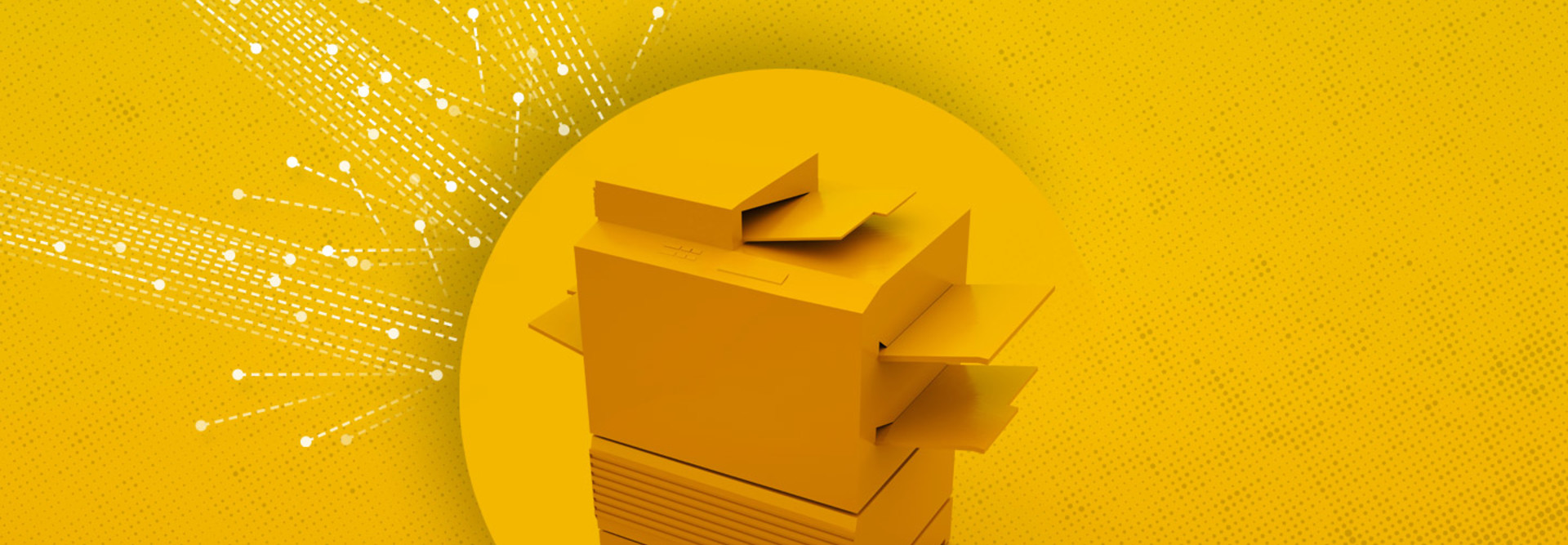 printer on yellow background