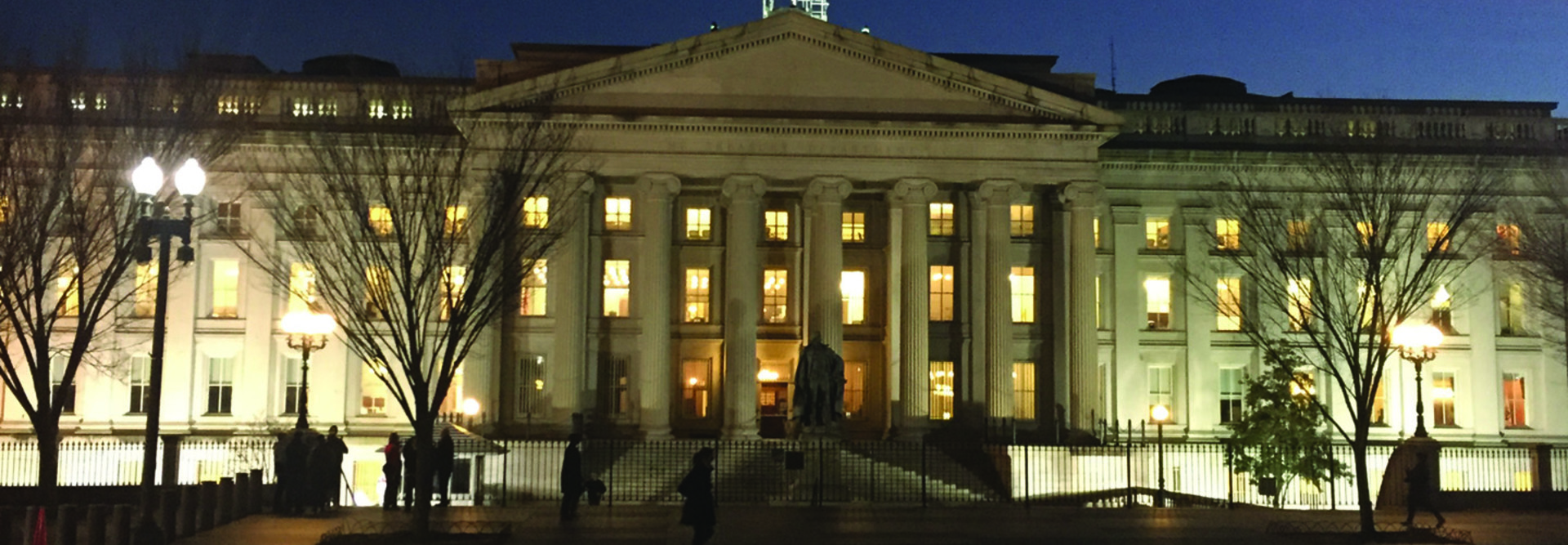 Treasury Department at night