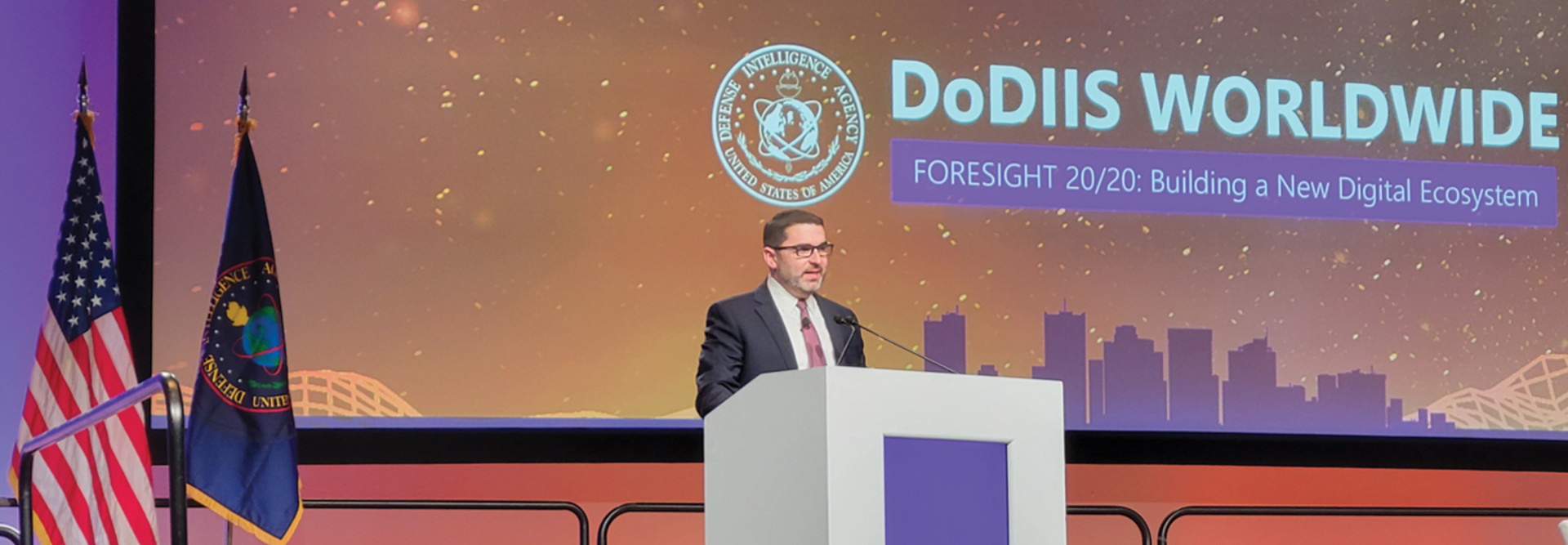 Defense Intelligence Agency CIO Doug Cossa speaks at the 2021 DoDIIS Worldwide conference.