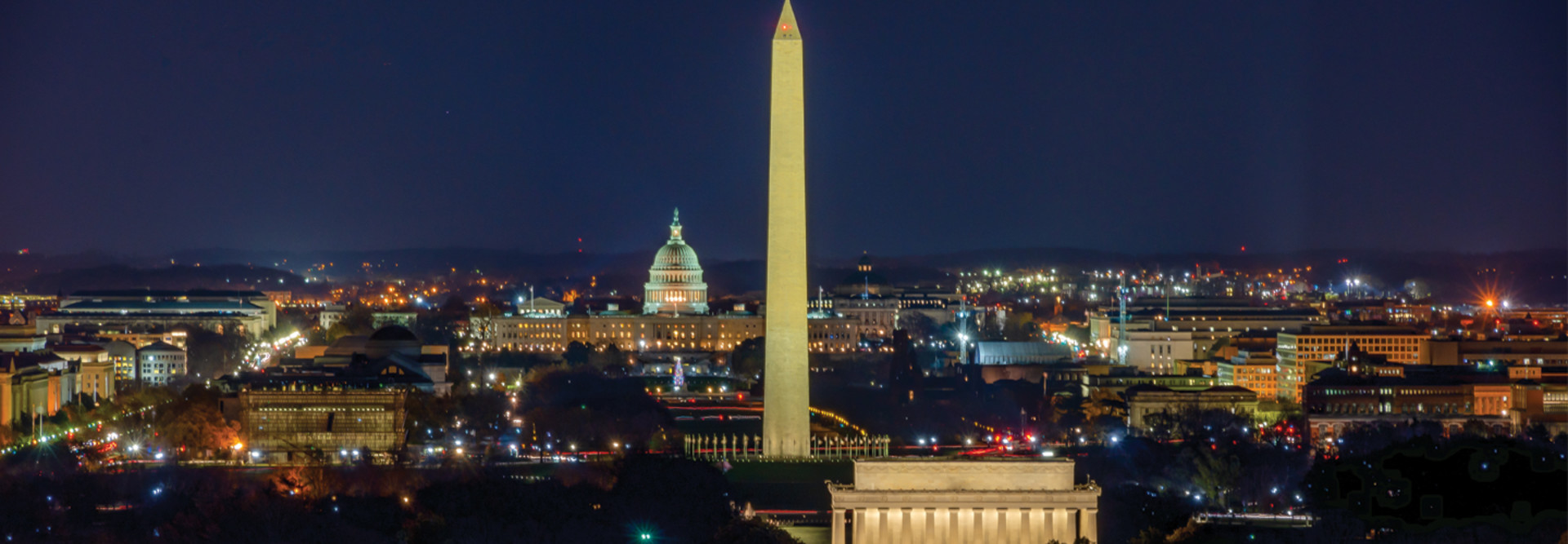 Washington DC skyline at night 