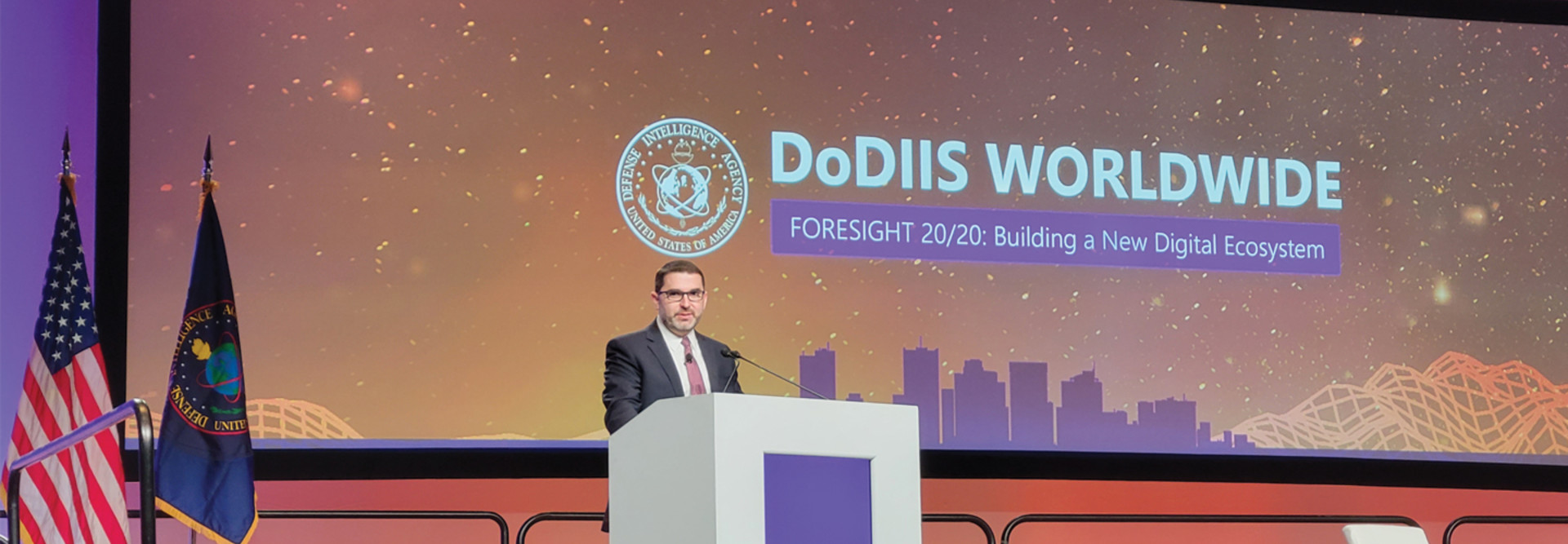 Defense Intelligence Agency CIO Doug Cossa speaking at the 2021 DODIIS Worldwide Conference 