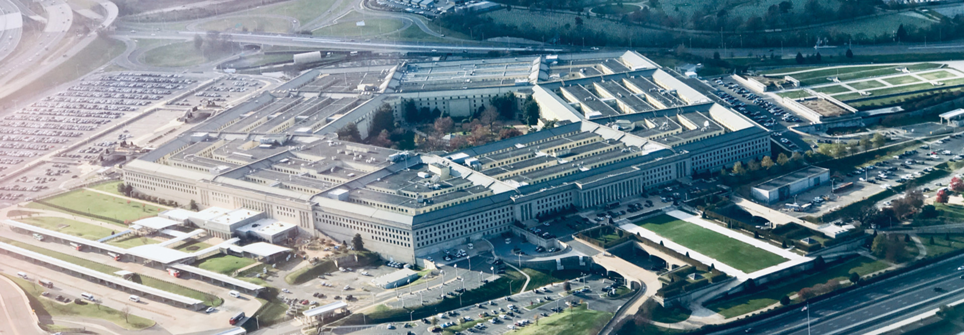 Pentagon building aerial shot 