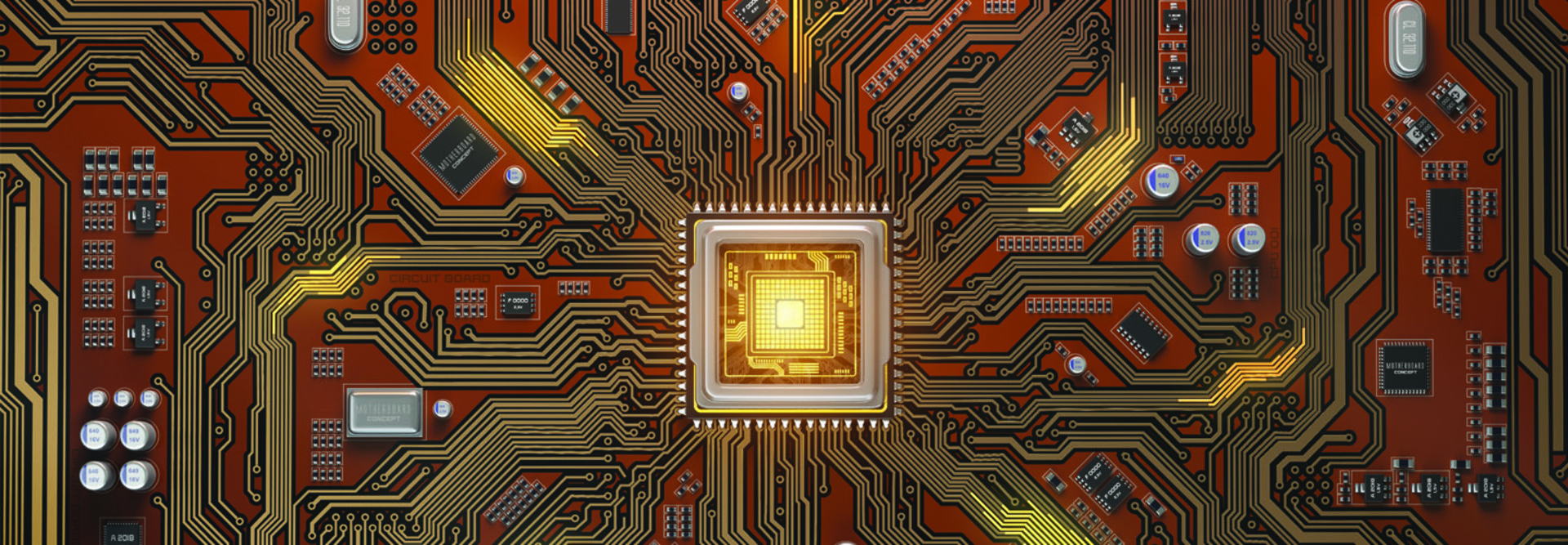 computer chip on a mother board