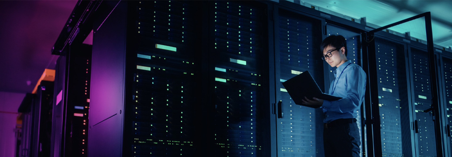 Person evaluating data center