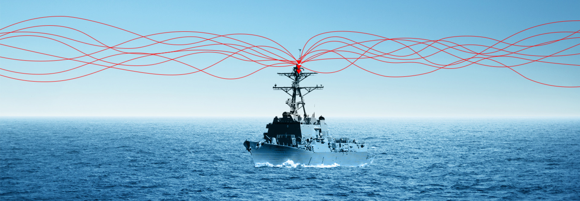 Military vessel in open waters