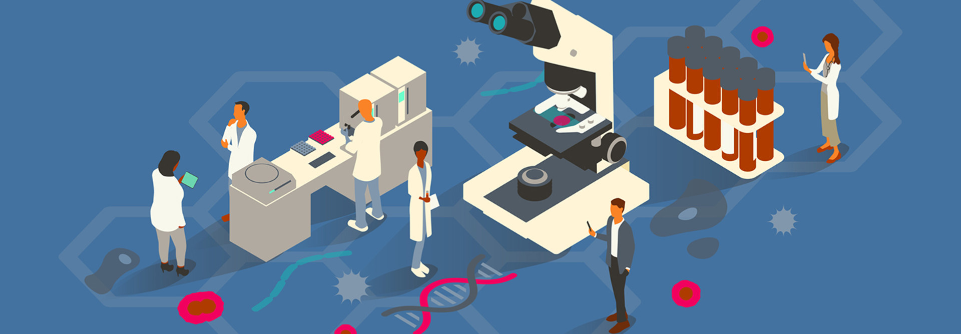 illustration of doctors in a lab.