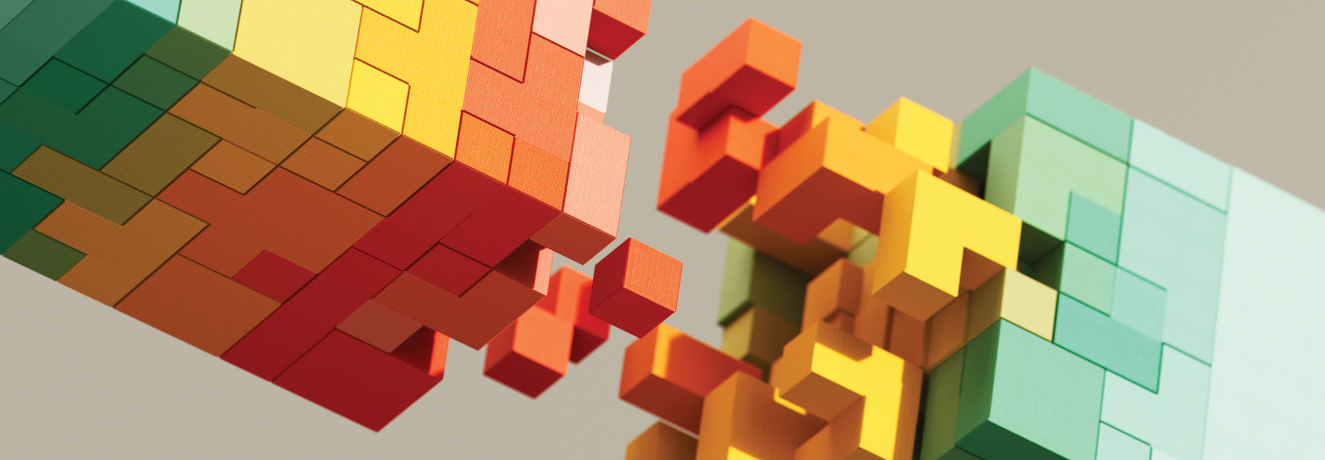 Multicolored blocks stacking together