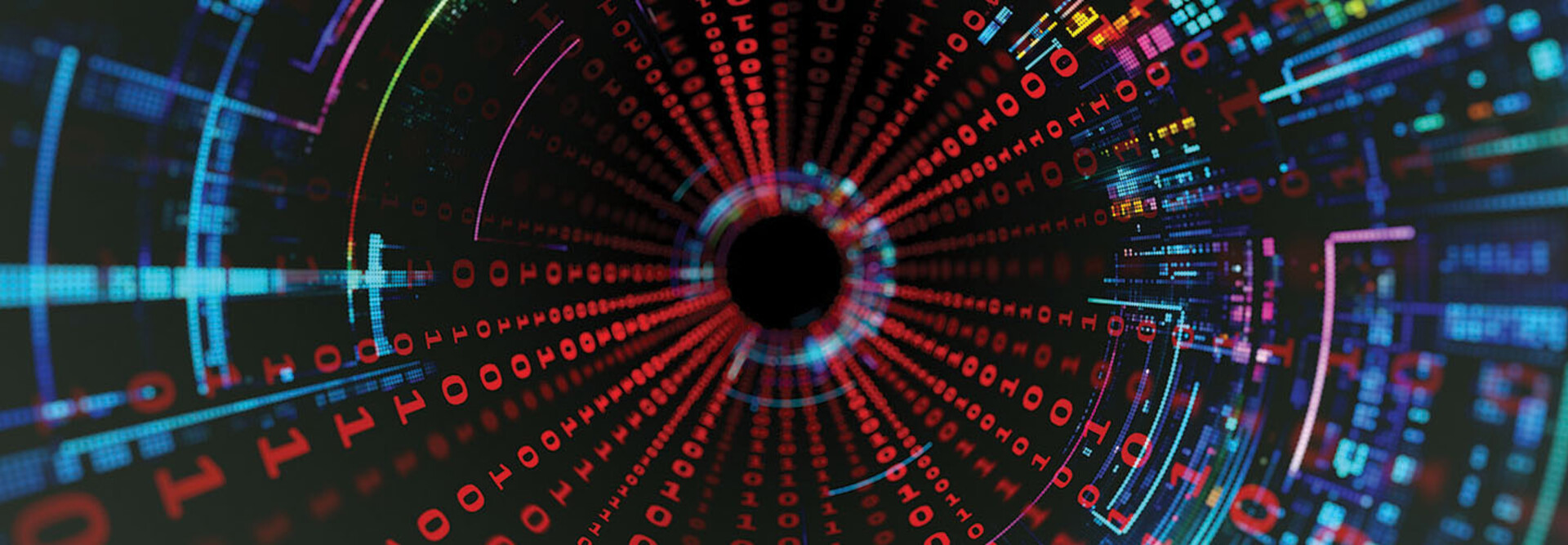 Digital data flow tunnel with binary code
