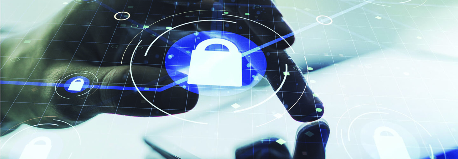 A representation of a firewall as someone uses their mobile device