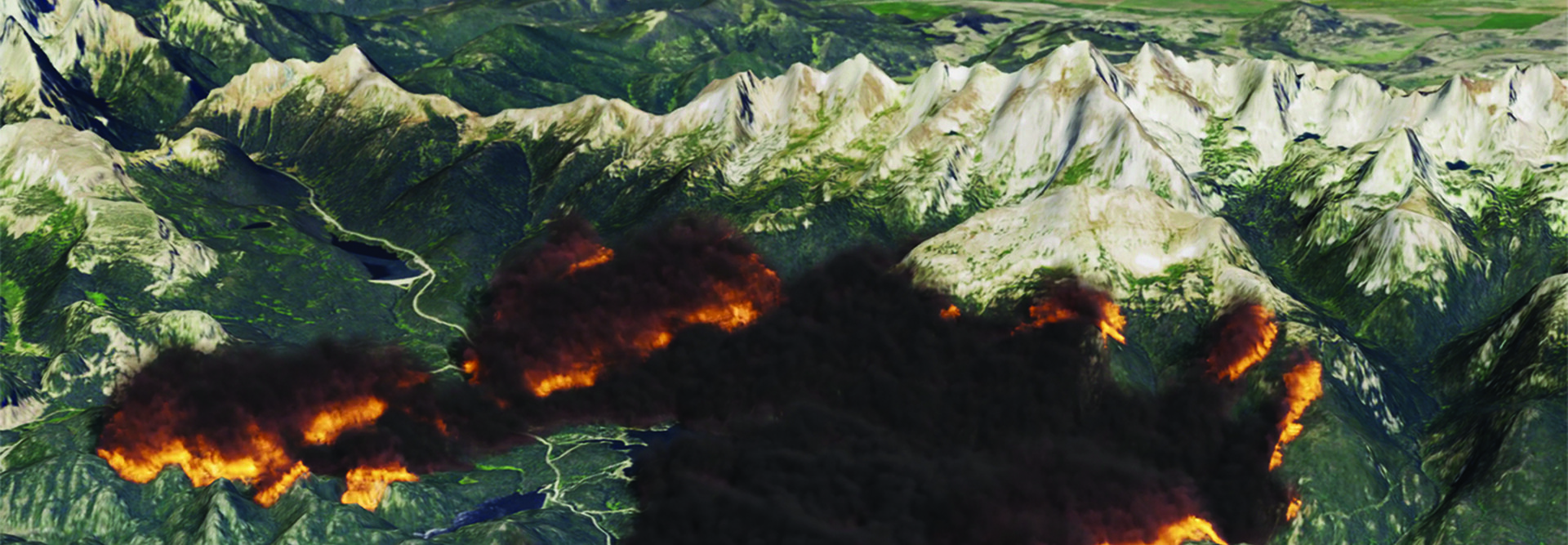 An NVIDIA Omniverse digital twin modeling a wildfire