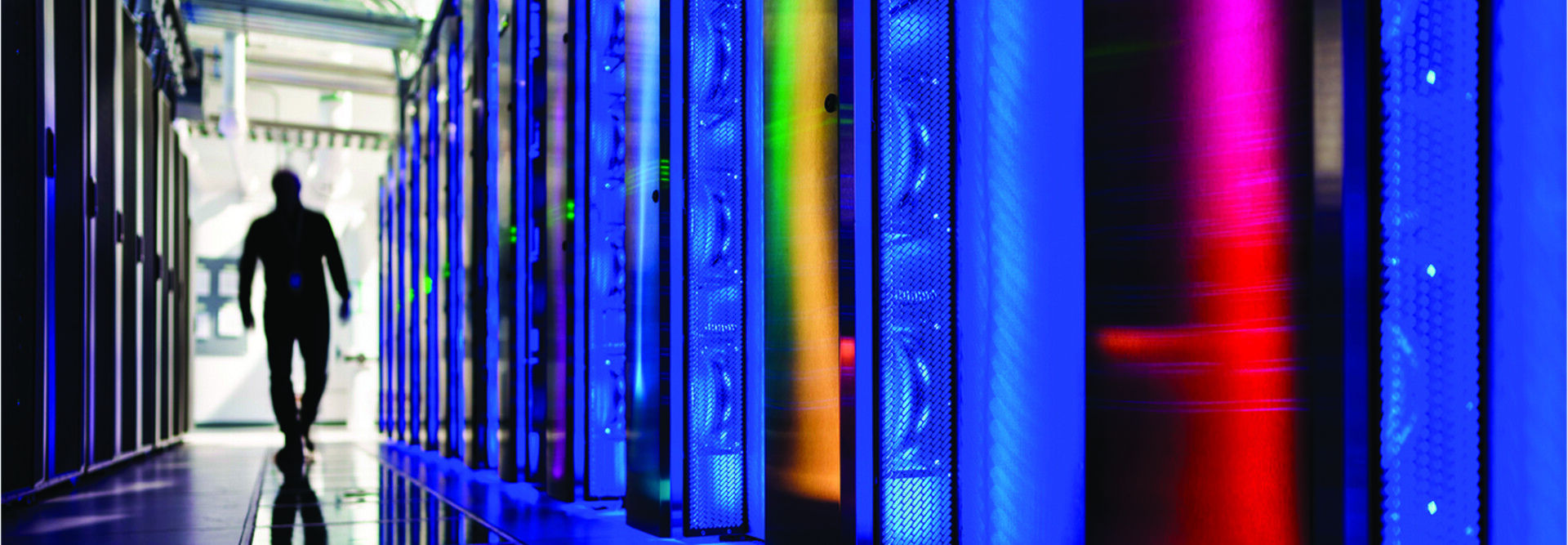 Person exploring data center