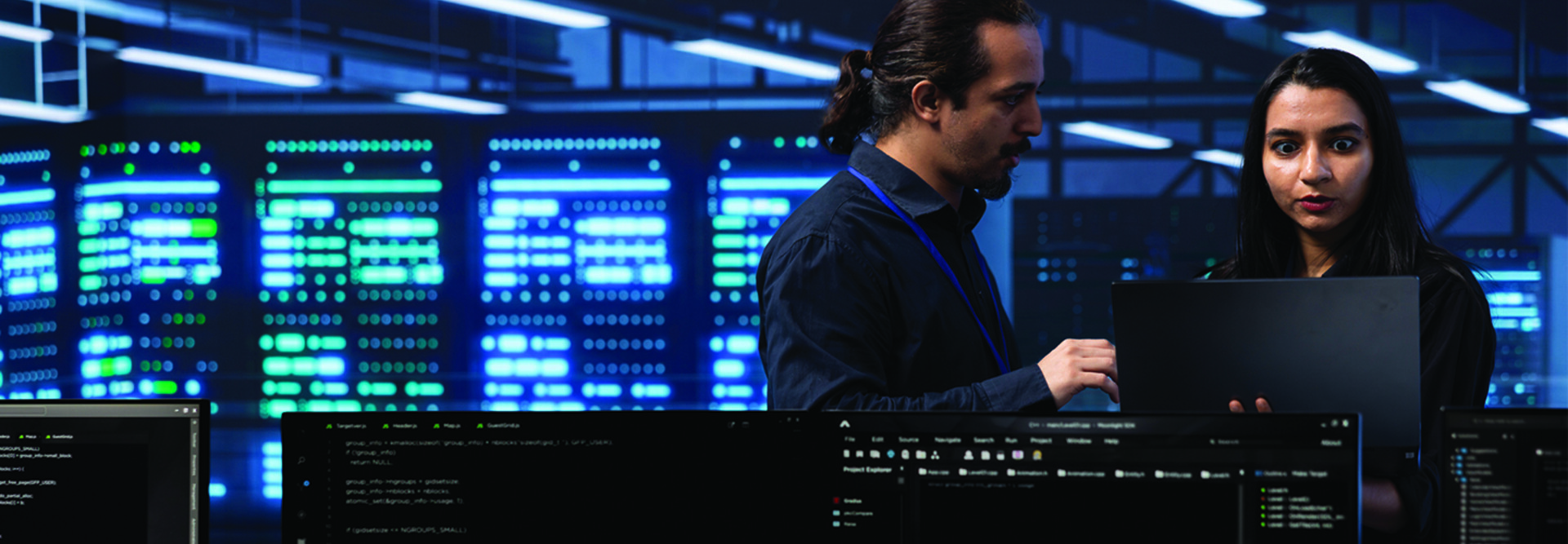 IT specialists in server room