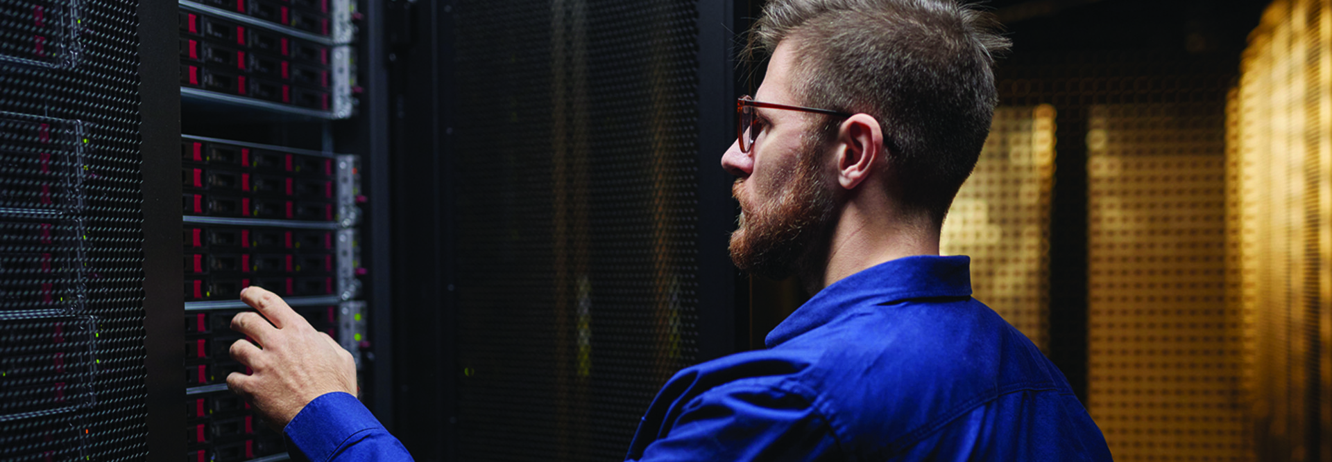 Person working in data center