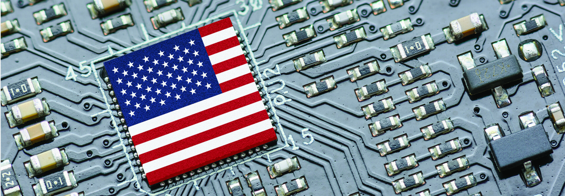 American flag on a motherboard
