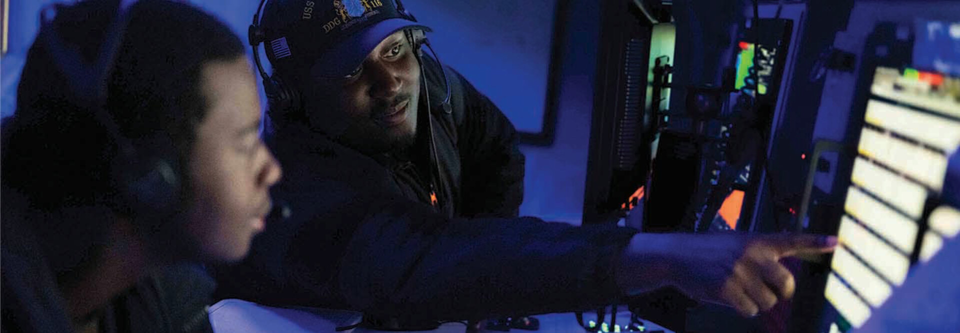Seaman at a computer screen