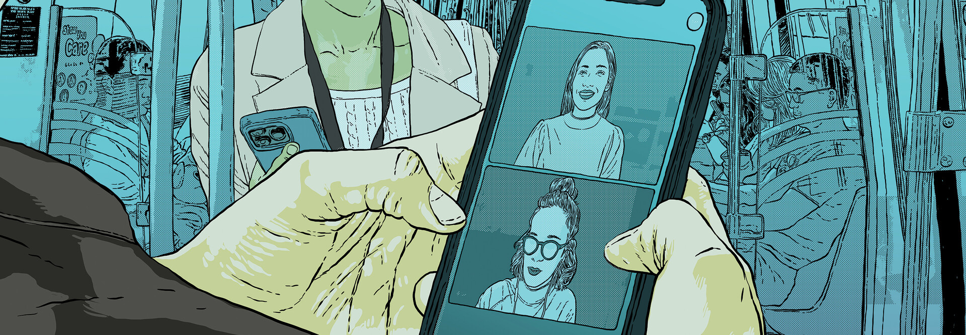 Illustration of video meeting over the phone