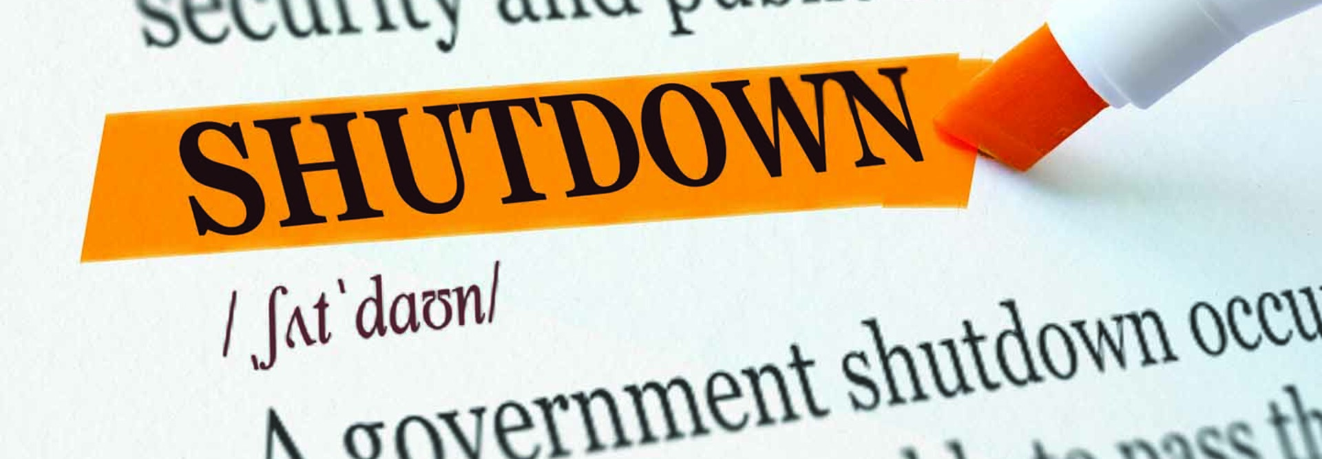 Shutdown highlighted on a document