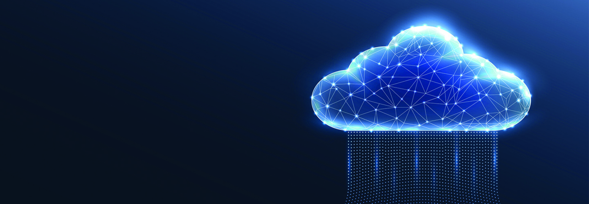 A digital cloud with glowing particles