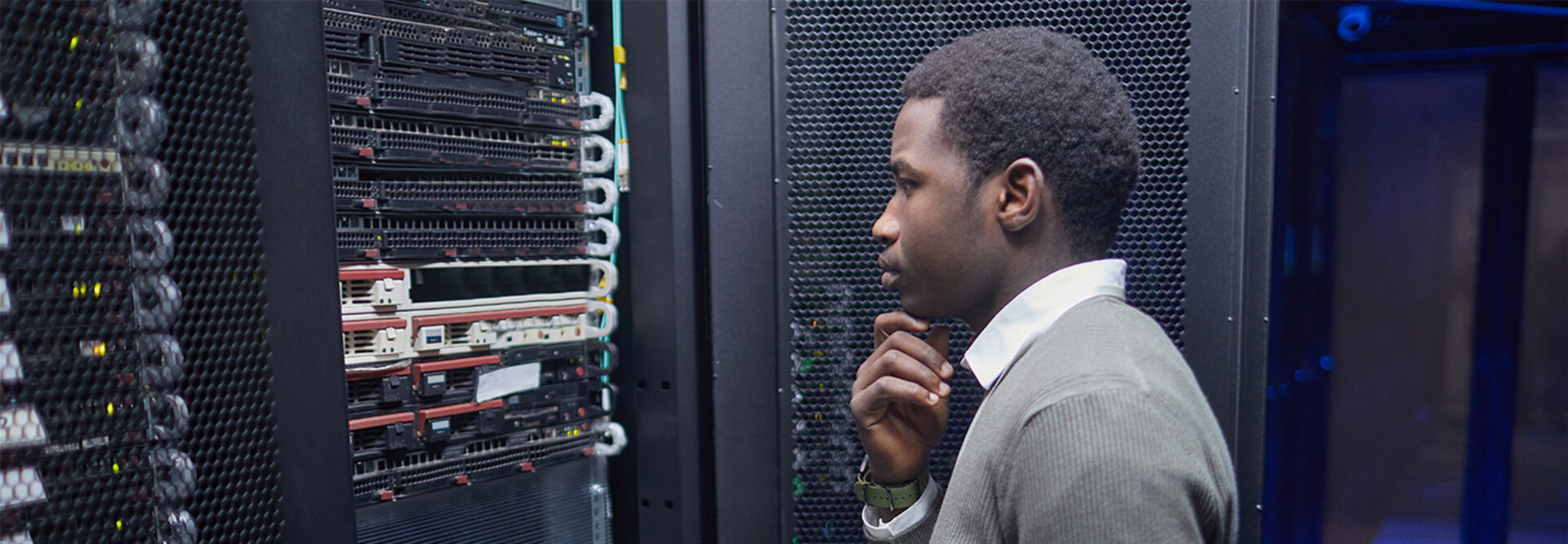 Person looking at data center