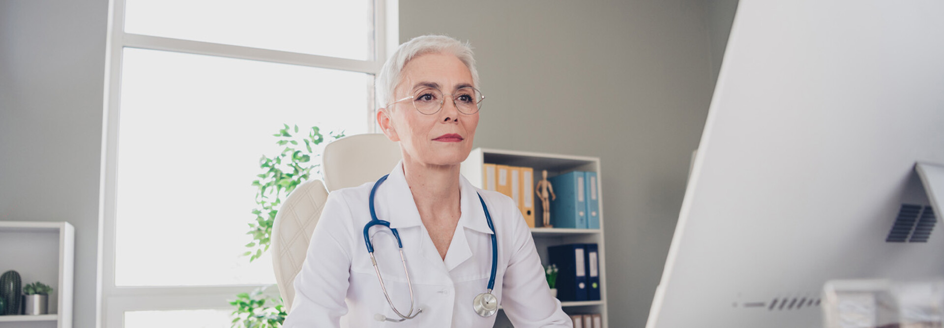 Doctor using computer