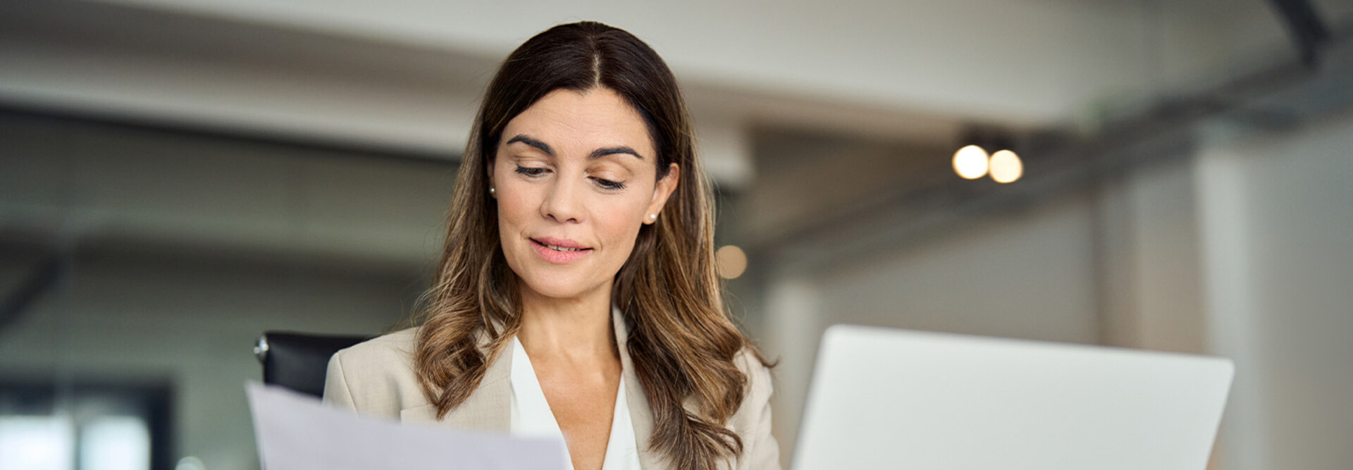 Person reviewing paperwork