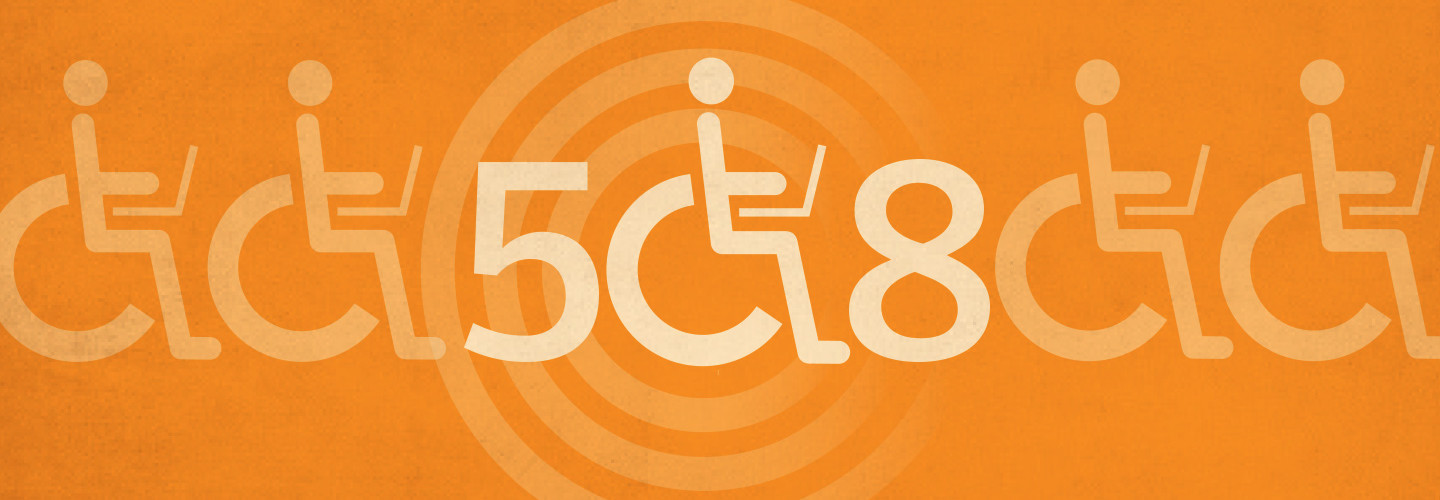 Handicapped icon graphic on an orange background 
