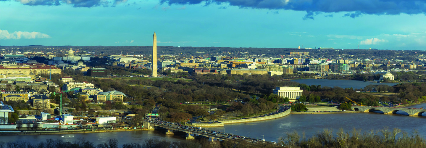 panoramic view of Washington DC from VA side