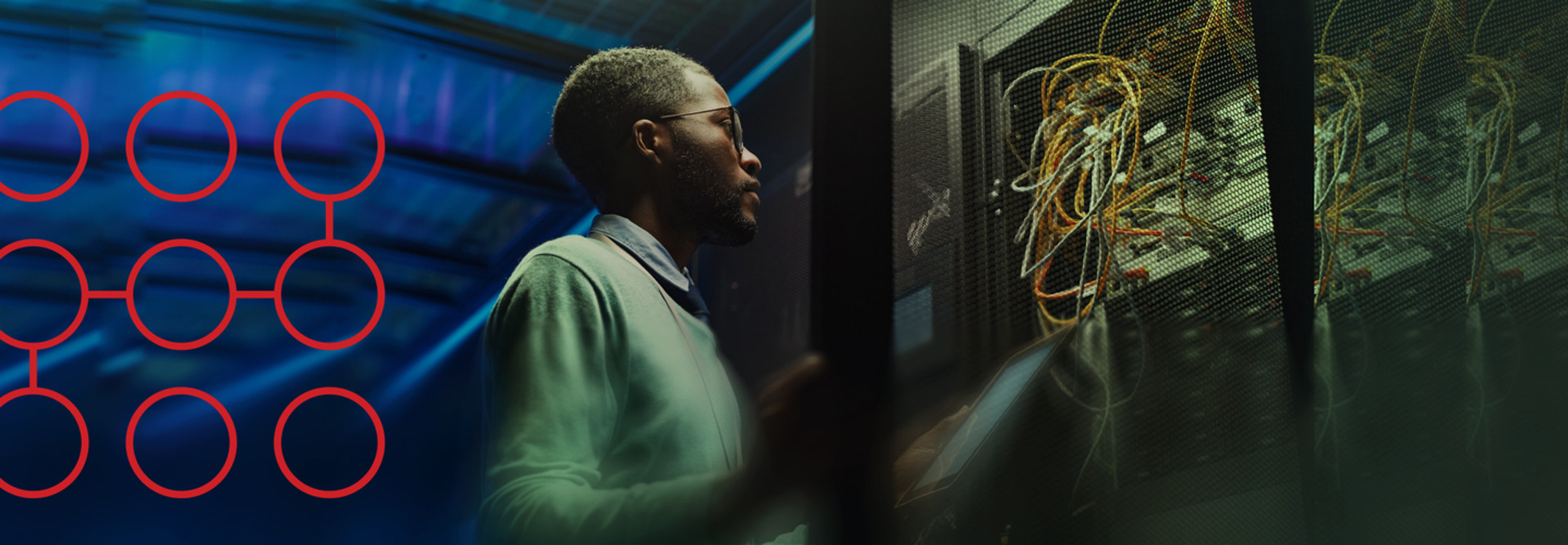 Person working in data center
