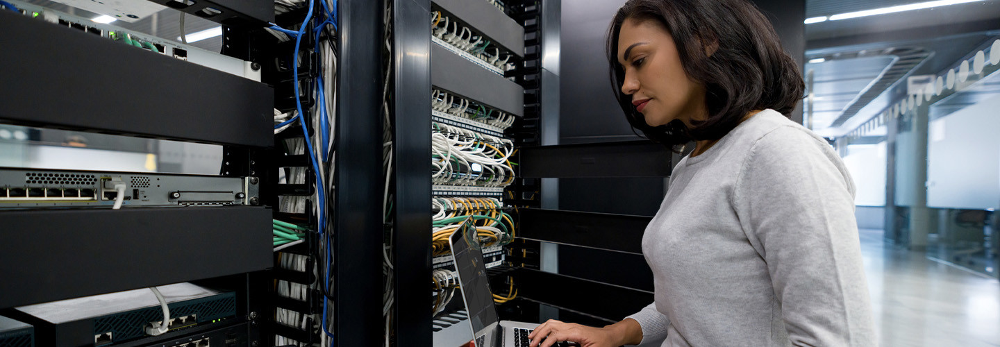 Person working in data center