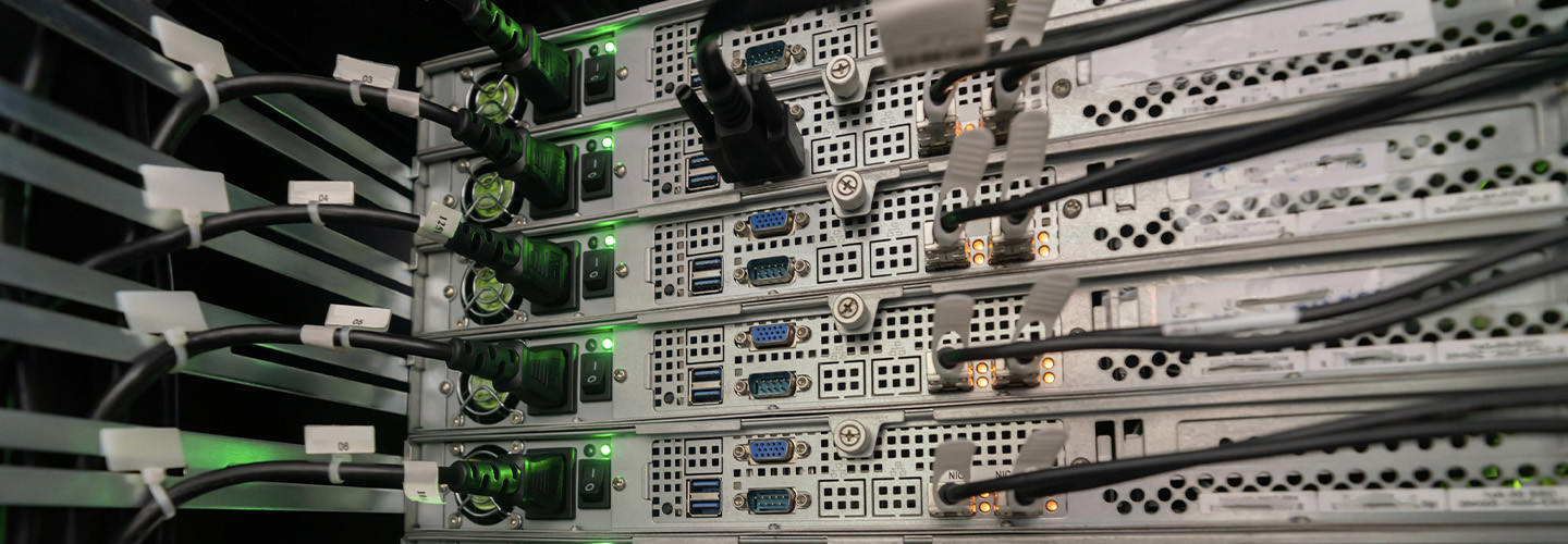 Close up of a modern data center