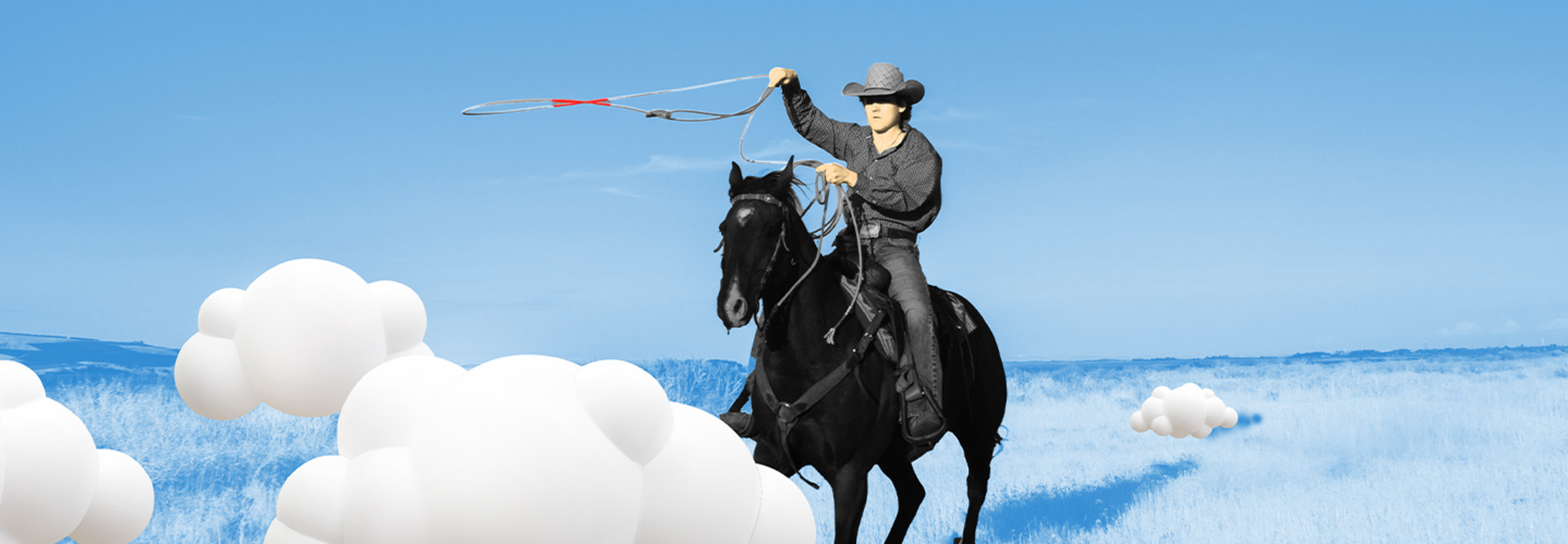 Cowboy lassoing a cloud