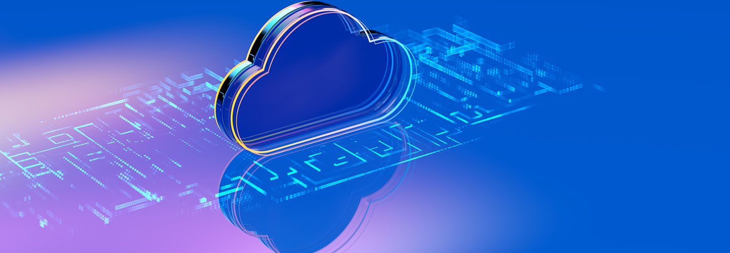 Conceptual image representing digital software cloud computing technology