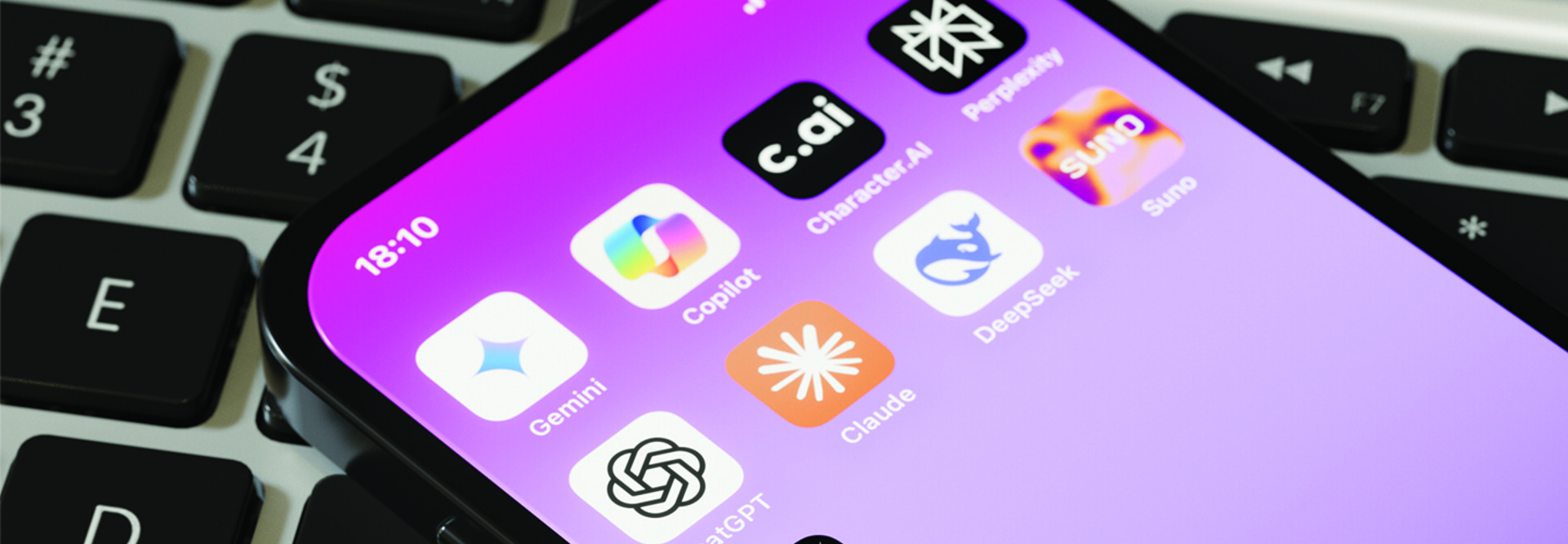 Close up of AI apps on smartphone