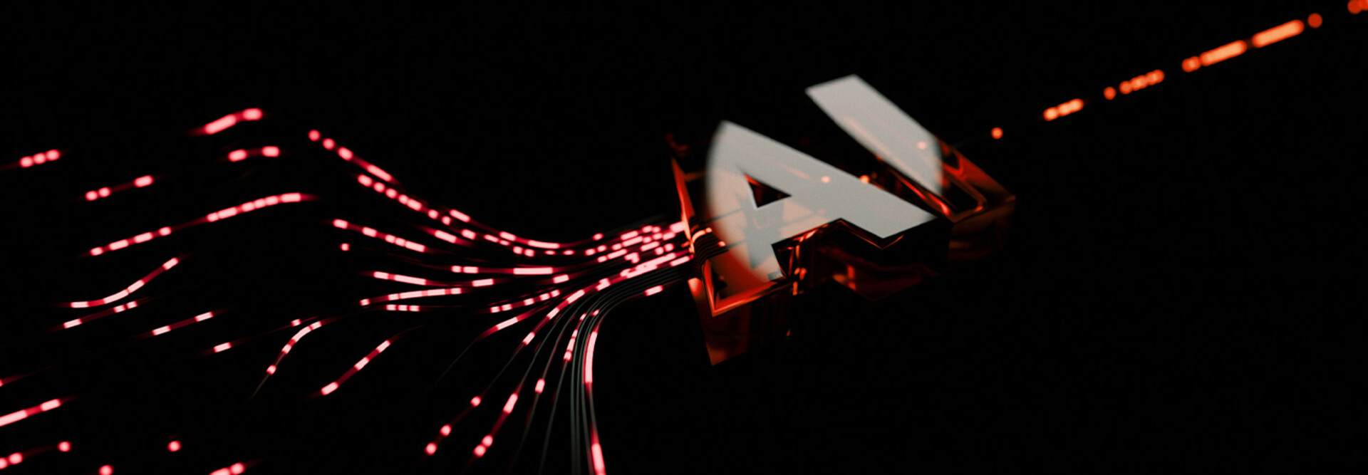 Conceptual AI letters against red lights