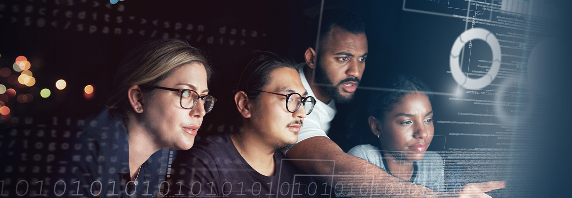 People looking at computer