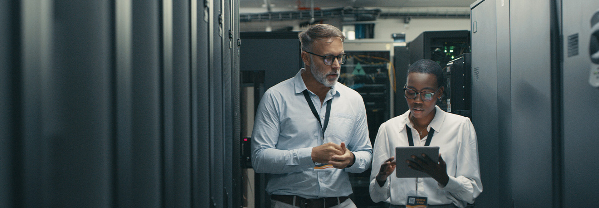 People working in data center