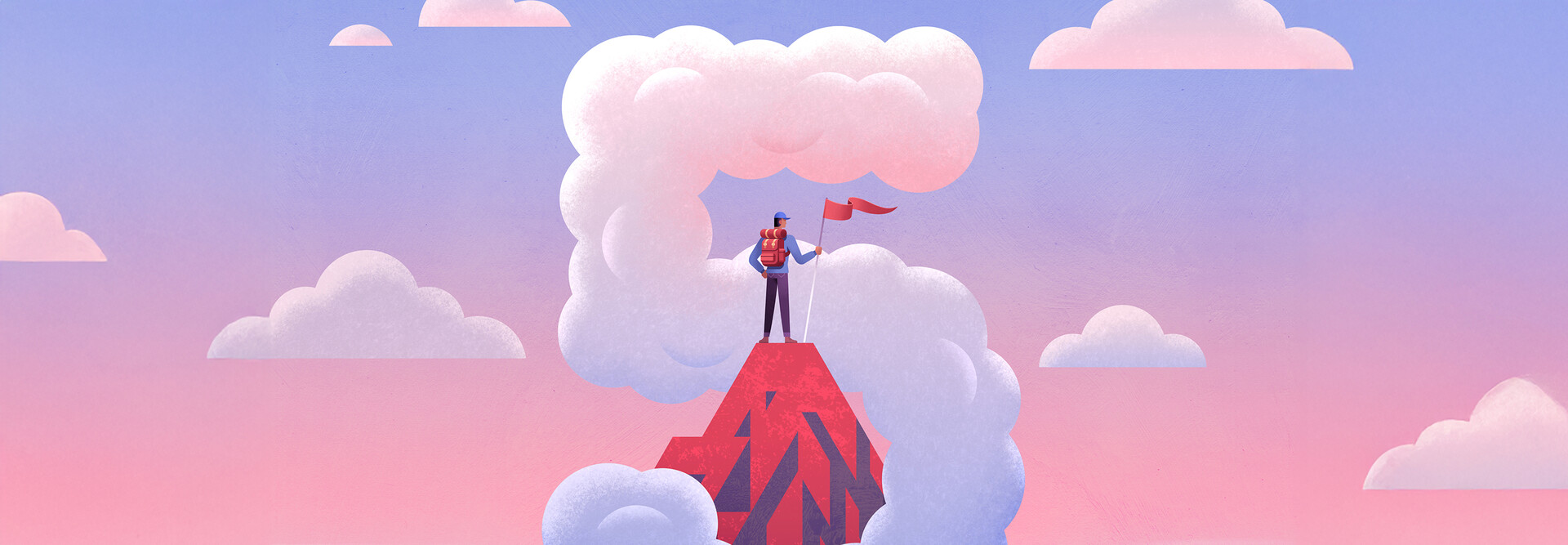Illustration of person climbing a moutain