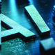 AI concept in blue letters
