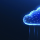 A digital cloud with glowing particles