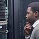 Person looking at data center