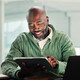Person using tablet in the office